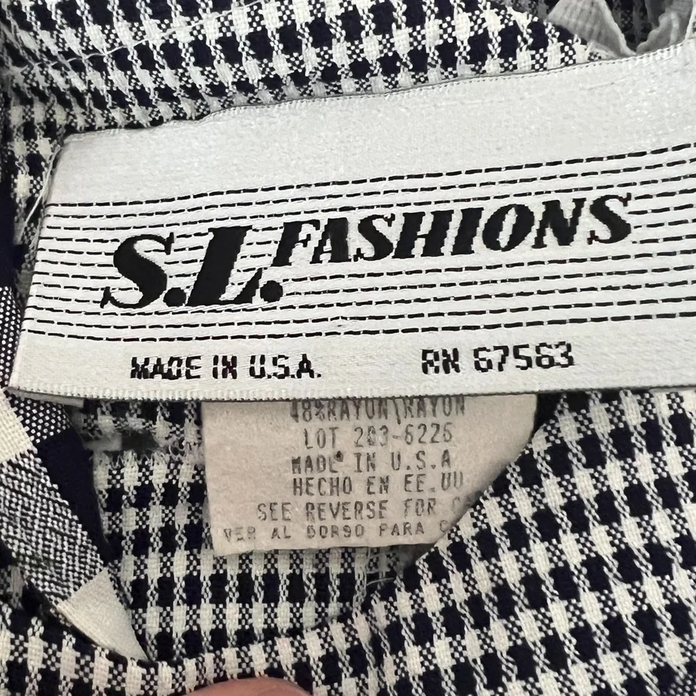 Vintage S.L.‎ Fashions Girls Dress Size 4 Made in USA Checkered Floral Print
